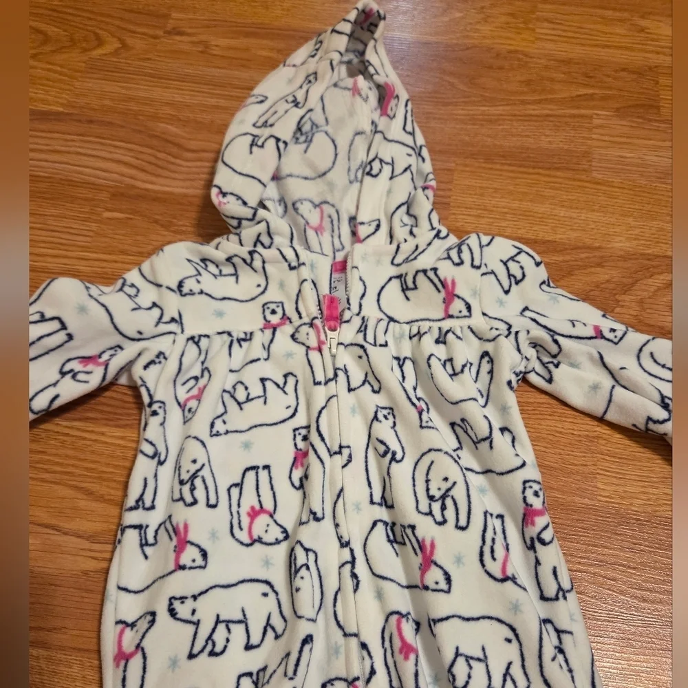 Carter's Baby Girl NWT Polar Bear Pajama Set 3M-18M White and Pink